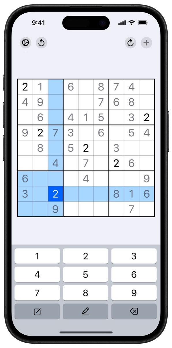 Sudoku app screenshot on iPhone
